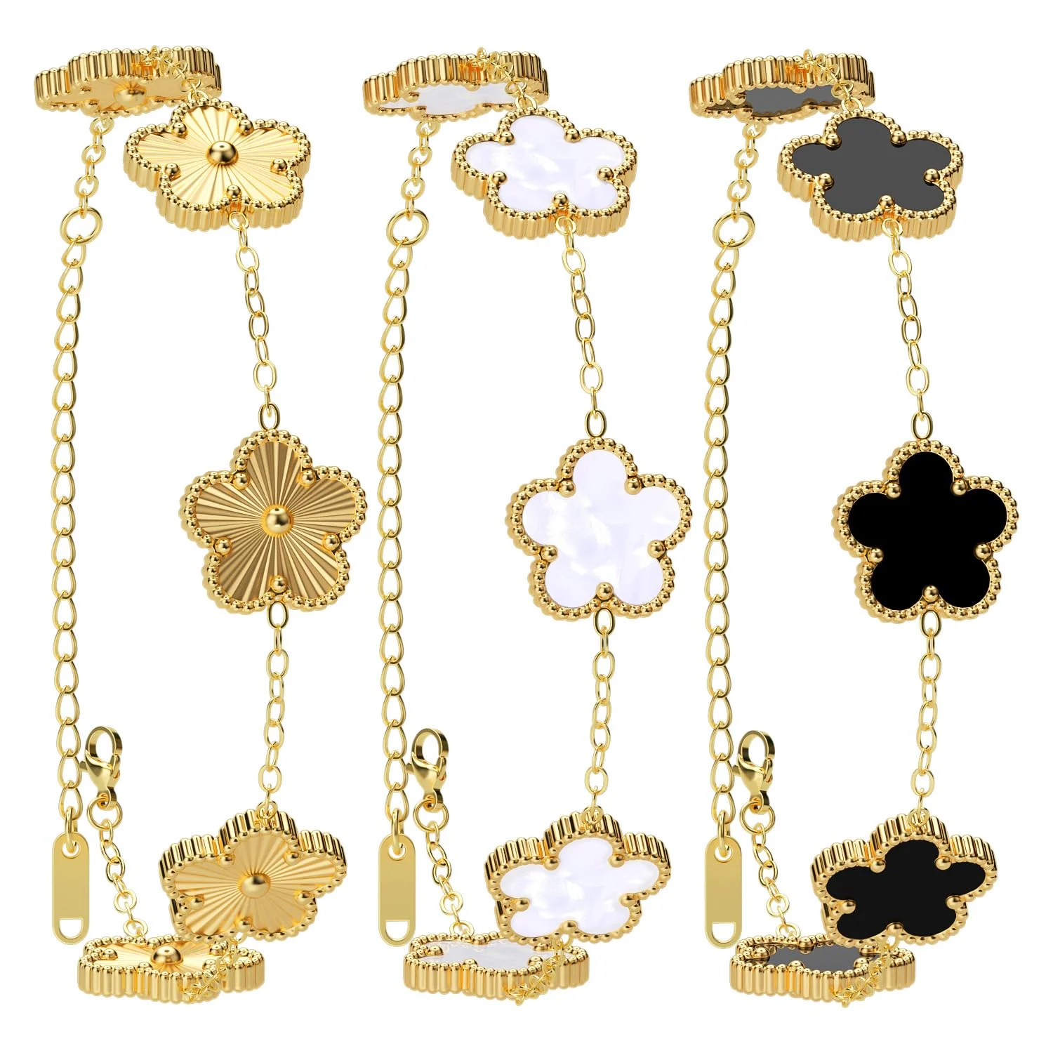 Choosing the Right Clovers and Leaves: Gold Plated Bracelet Set